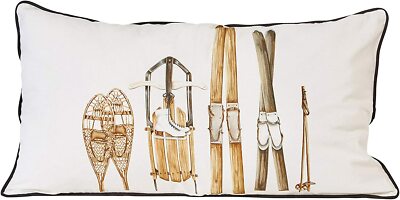 Creative Co-op - Winter - Snow Gear & Plaid Back Pillow - XM6713-image