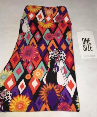 NWT LuLaRoe Disney OS CRUELLA 101 Dalmatians VILLAIN Diamond WARM TONE Leggings-image