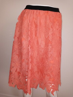 Xhilaration Orange Skirt Floral Size L For Ladies .(C11)-image