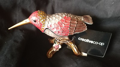 NWT Creative Co-Op Pewter Bird Jewelry Box- Hummingbird -image