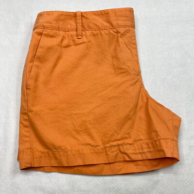 Ann Taylor Loft Womens Shorts sz 10 Orange Mid Rise Flat Front Stretch Chino -image