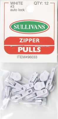 Sullivans Make-A-Zipper Pulls White 12 Pulls #96033-image