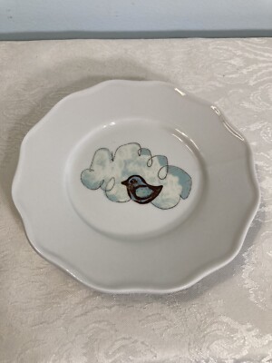 CREATIVE CO-OP Lou Siebert Small Blue Bird Plate; no damage; dia 5 1/2