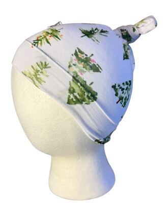 Organic Bamboo Baby Knot Hat With Christmas Tree Print By Joss+ J  One Size  Eco-image