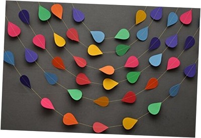 Boston Creative company LLC Rainbow Raindrop Garland - Paper Raindrops - Rain -image