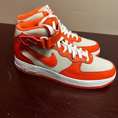 Nike Mens Orange Air Force 1 Mid 07 FB2036-700 Leather Lace Up Sneaker Sz US 11-image