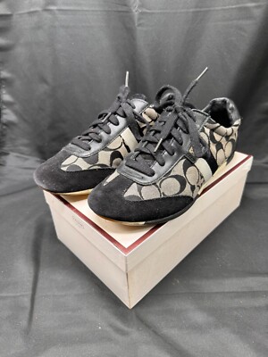 Coach Joss Q293 Signature Casual Tennis sneakers Shoes Black Gray Q293 size 8.5-image