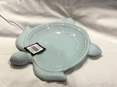 1- Creative Co-op Pale Blue Turtle Shaped Dish / Plate ~ 9.5