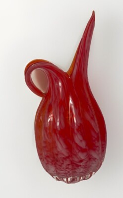 Lefton Hand Blown Coral Swirl Mcm Pitcher 1960’s-image
