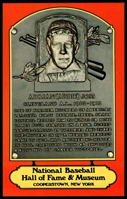 Adrian Addie Joss Baseball Hall of Fame Plaque Postcard 1978 Dexter Press Red-image