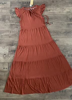 FAT FACE SUKI MAXI DRESS TIE NECK BOHO ETHNIC SUMMER HOLIDAY - MID ORANGE - UK 8-image