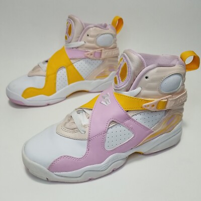 Air Jordan 8 Retro GS Kids Sneakers size 4Y Orange Pearl Arctic Pink 580528 816-image