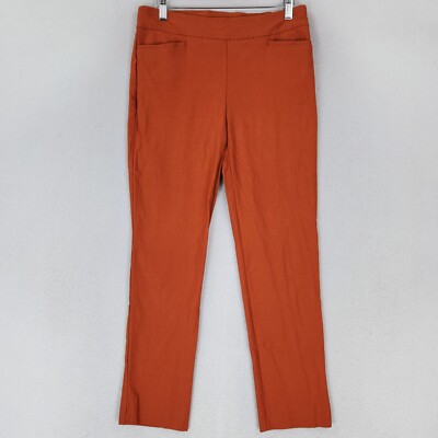 Chicos Pants Womens 4 Orange Tapered Slim Leg Pull On Mid Rise Casual Stretch-image