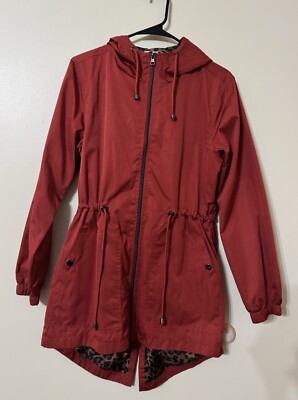 Time & Tru Women’s Jacket Size S 4-6 Rust Orange Leopard Print Lining-image