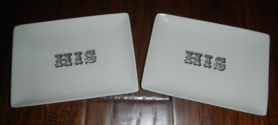  Creative Co-op Flirt HIS and HIS 2 Piece Trinket Tray Plate Set -image