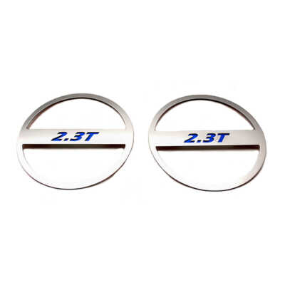 Polished Mid-Range Speaker Trim w/Orange C-Fiber '2.3T' Inlay for 15-16 Mustang-image