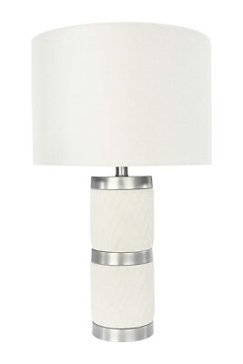 Creative Co-Op Raw Concrete Table Lamp with Imprinted Diamond Design and Meta...-image