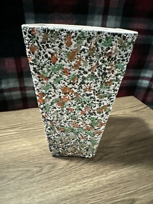 Mid-Century Shawnee Vase 868 Pink, Black,Orange,Green Splatter Lava Glaze-image