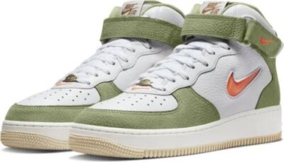Nike Air Force 1 Mid 'QS  Men's White Total Orange Oil Green Sz 14 DQ3505 100-image