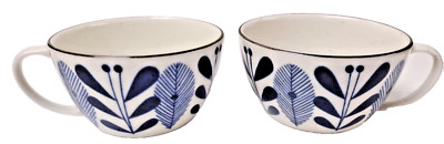 Pair of Creative Co-Op Glazed Speckled Camellia Blue 10oz Mugs-image