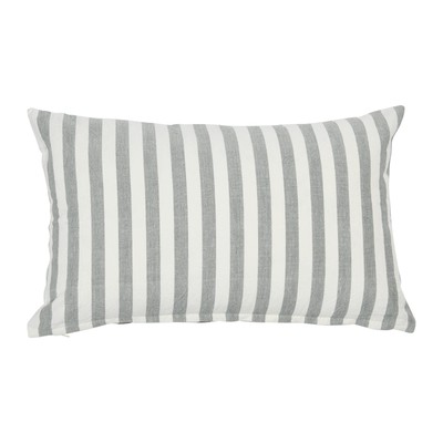 Striped Cotton, Grey Lumbar Pillow Cover 12