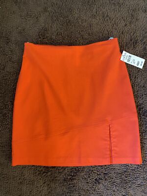 Be Smart Skirt Bright Orange Size 7/8 Women's Vintage w/ Front Slit NWT-image