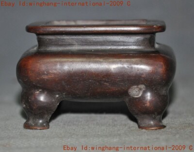 Mark China Chinese Buddhism temple bronze Joss Incense burner Censer statue-image