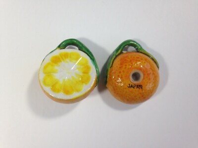 Vintage Mid Century Hanging Orange Halves Salt & Pepper Shakers for Stand Japan-image