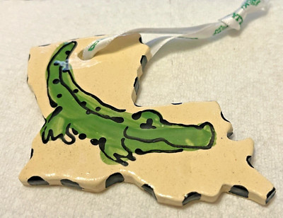 Cute Pottery Alligator Louisiana Map Ornament Magnolia Creative Company-image