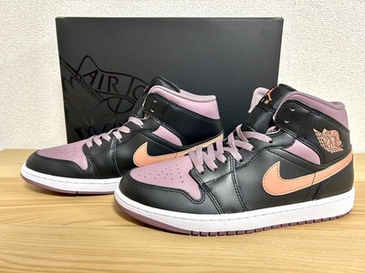 NIKE Men 9.5US   Air Jordan 1 Mid Se Black/Sky J Mauve/White/Sky Orange Snk1099-image