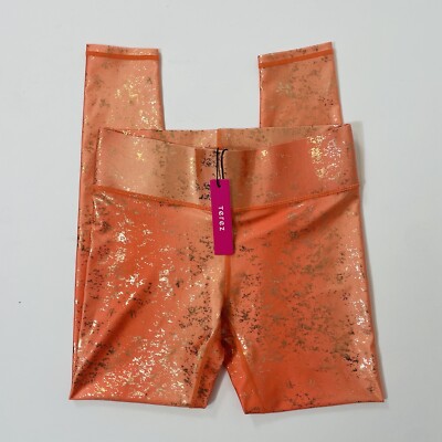 Terez New Balayage Foil Orange Sherbert Leggings Small Womens Mid Rise Comfort-image