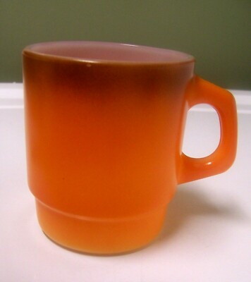 Fire King Anchor Hocking Orange Coffee Mug Stackable Made in USA Mid Century-image