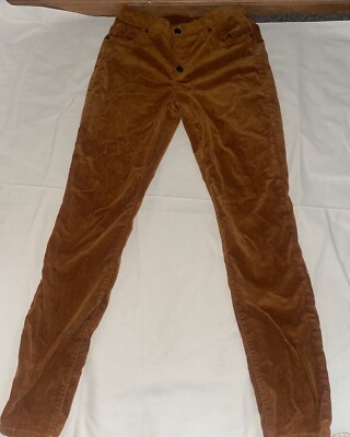 Cabi Womens Pants 4 Orange Corduroy Skinny Button Fly Mid Rise-image