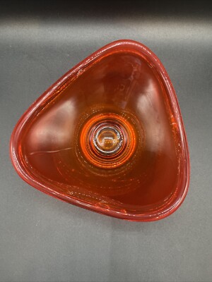 Vintage Mid Century Modern Orange Glass Art Footed Bowl-image