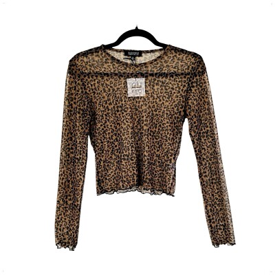 Nordstrom Top Womens Size Small La La Land Creative Co Animal Print Mesh Mobwife-image