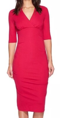 Nicole Miller L27630 Womens Fuchsia  Artelier Joss Ponte Dress Size P-image