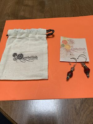 Embellish by Creative Co-op Metal Flower Dangle Earrings *New w/ Tags*-image