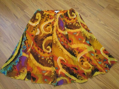 ANNALEE+HOPE, WOMEN'S Orange/Brown Poly A-Line Knee Length Geo Skirt, Size S-image