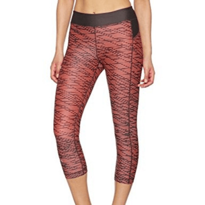 Under Armour Heat Gear Mid-rise Geometric Active Capri Leggings Dark Gray Orange-image