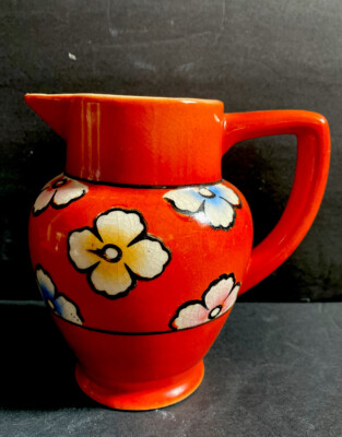 VNTG MCM Retro Orange Floral 5.75” Small Pitchers/Decorative Vase- Made in Japan-image