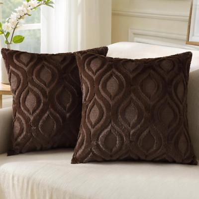 Decorative Throw Pillow Covers 18X18, Soft Plush Faux Wool Couch Pillow Covers f-image