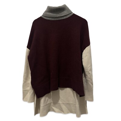Co Chunky Turtleneck Sweater SzL Wine Layered Lagenlook Artsy Diane Keaton $875-image