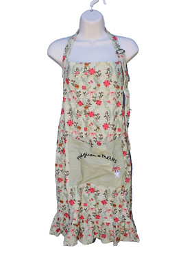 NEW Cotton Cooking Apron Magical & Merry Creative Co-Op Floral Christmas Holiday-image