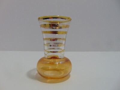 Bartlett Collins Flared Bud Vase Orange With Gold Trim-image