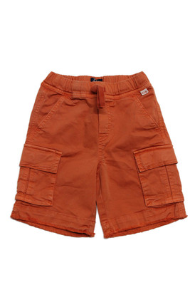 Il Gufo Childrens Boys Mid Rise Tie Up Cargo Shorts Orange Cotton Size 3-image