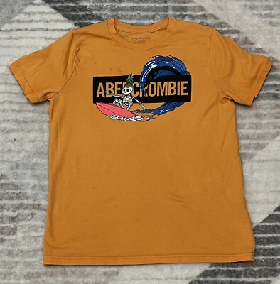 Abercrombie Kids Orange Skeleton Surfer T-shirt Sz 15-16-image