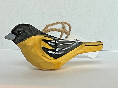 Creative Co-Op Basswood Carved Wood Bird GOLDFINCH Ornament or Figurine 4