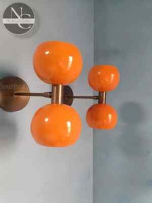 Orange Wall Lamp Plugin Wall Sconce Light Mid Century 1950's Italian-image