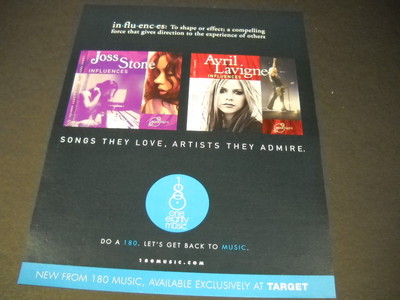 JOSS STONE and AVRIL LAVIGNE have Influences 2007 dual PROMO POSTER AD mint cond-image