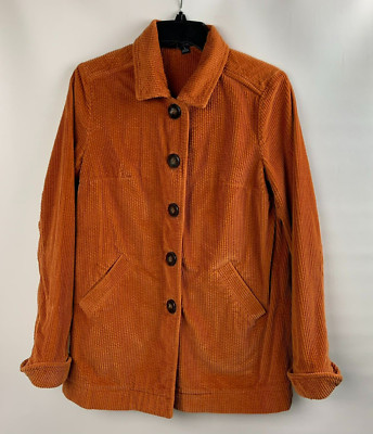 Chadwicks Jacket Orange Corduroy Collared Buttons Pockets Cuff Sleeve Size S-image